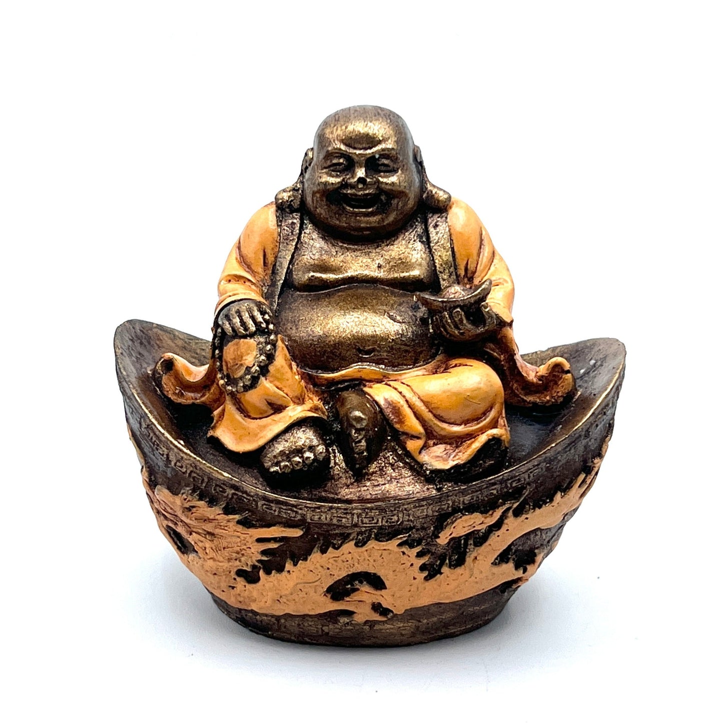 Hand Painted Resin Happy Buddha (HoTei) on Dragon