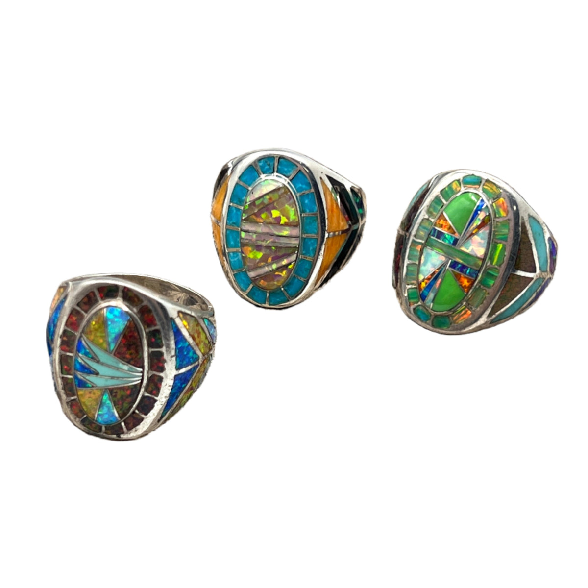 Gemstone Paintings by David Freeland Jr. | Zuni Mosaic Rings