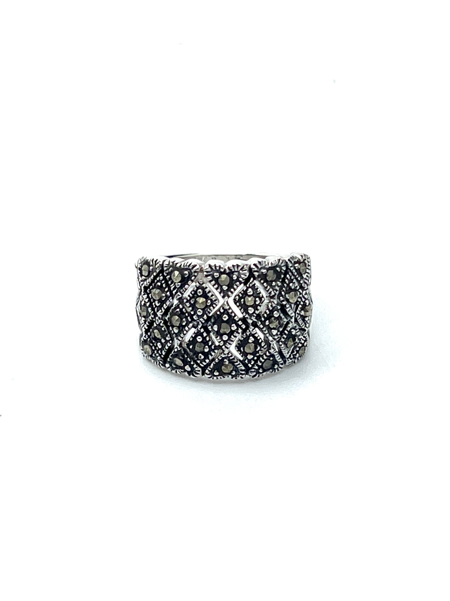 Sterling Silver Marcasite Hearts/Diamonds Ring