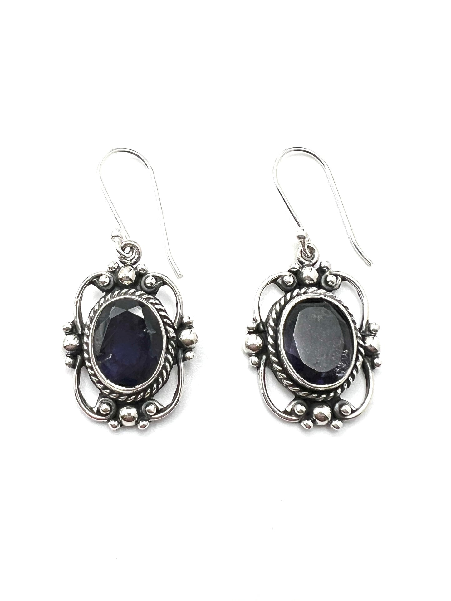 Sterling Silver Victorian Mirror Gemstone Earrings