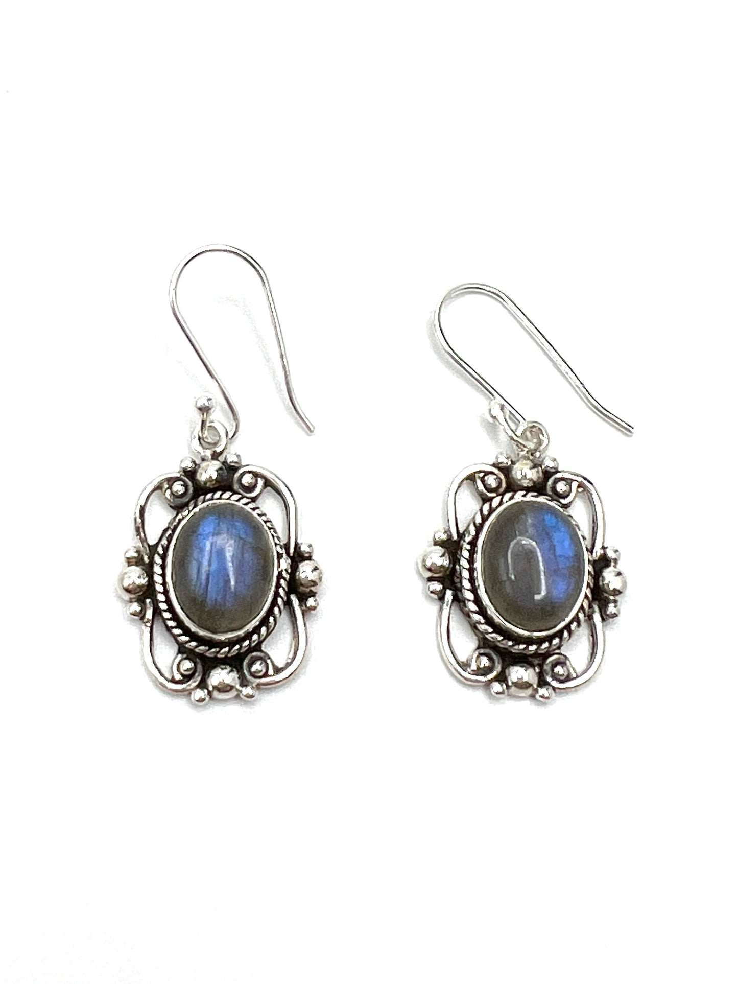 Sterling Silver Victorian Mirror Gemstone Earrings