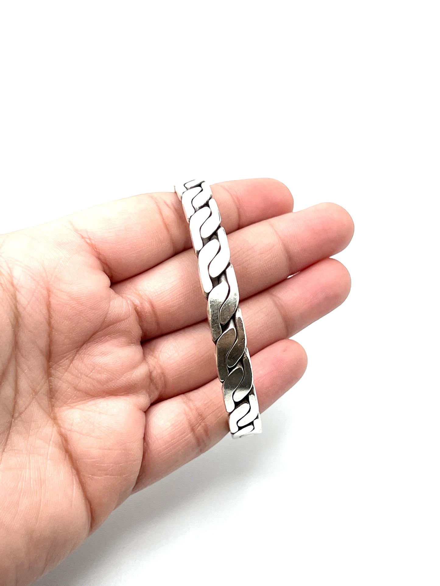 Oxidized Silver Flat Chain Cuff