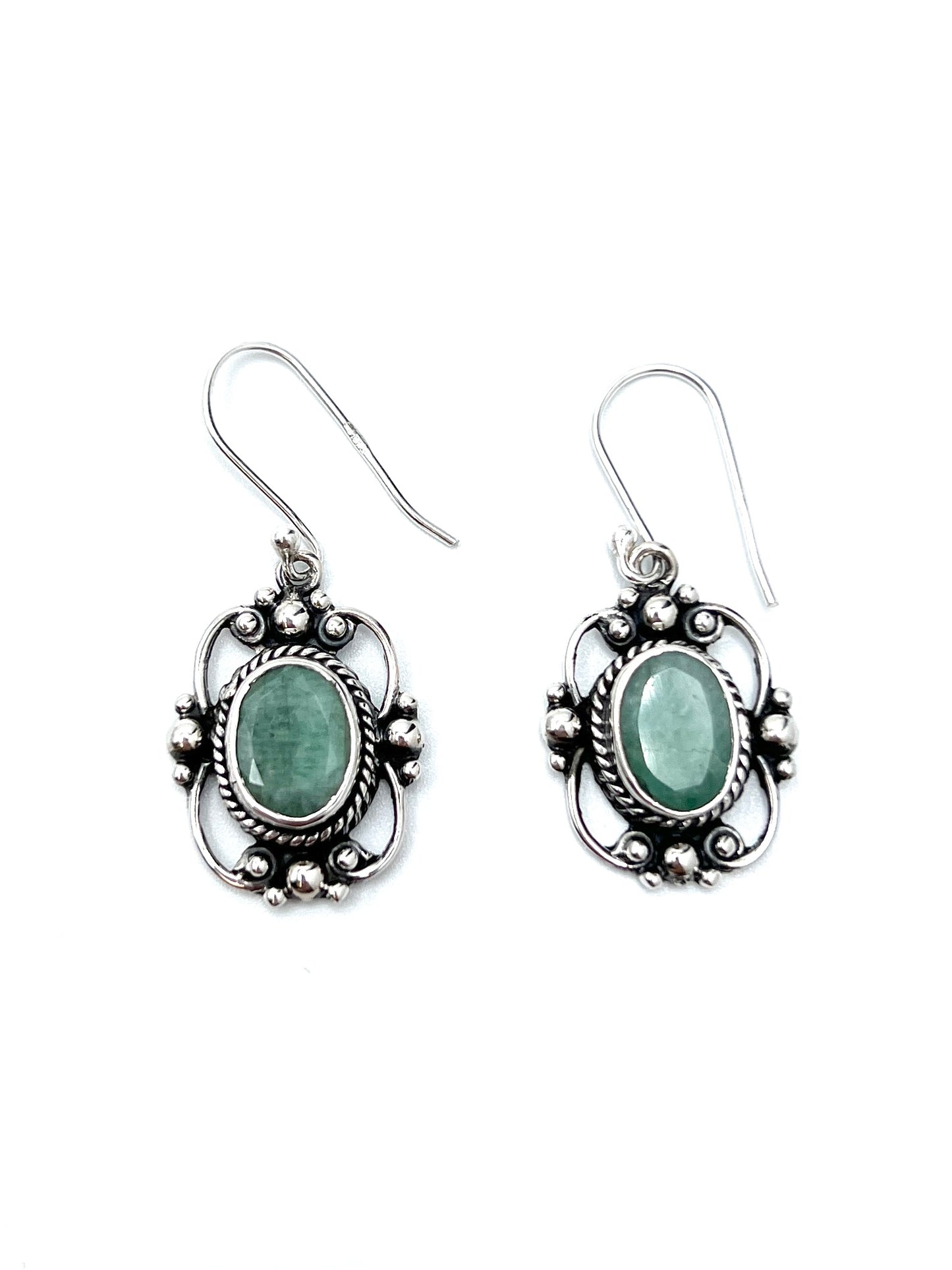 Sterling Silver Victorian Mirror Gemstone Earrings