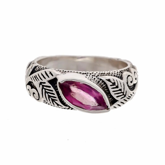 Detailed Sterling Silver Vine & Flower ring _ Available in 6 Stones