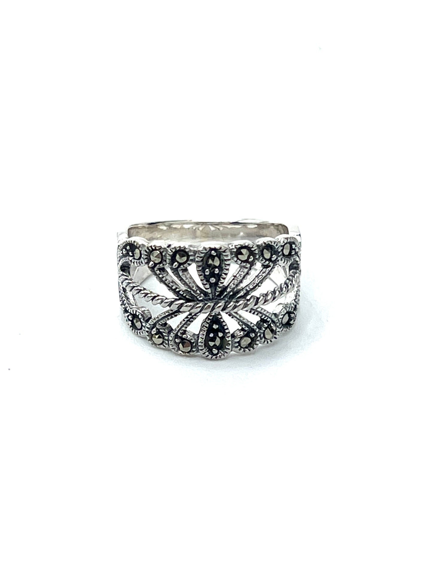 Sterling Silver Marcasite Twist Band Ring