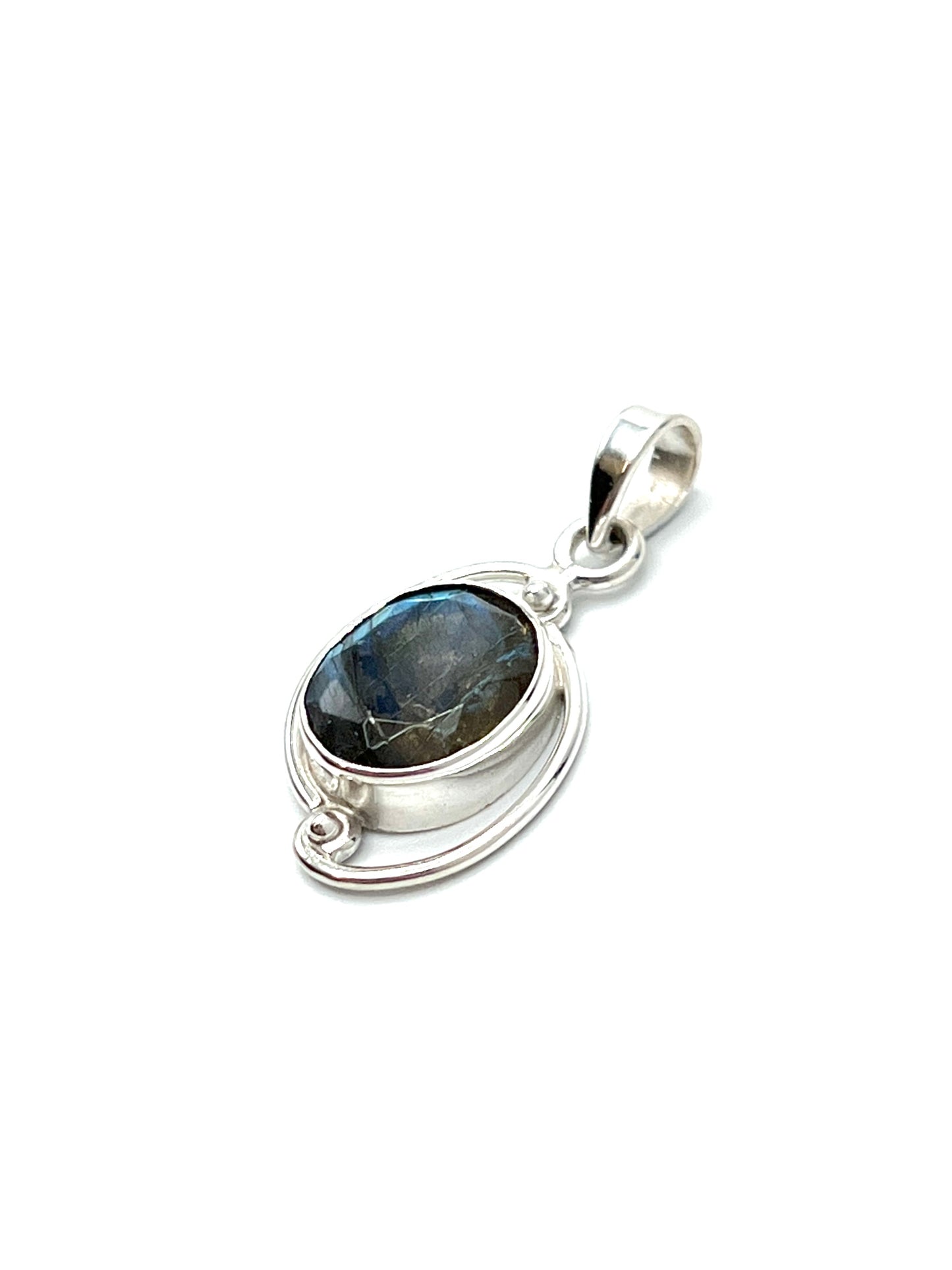 Silver Double Wire Gemstone Pendants