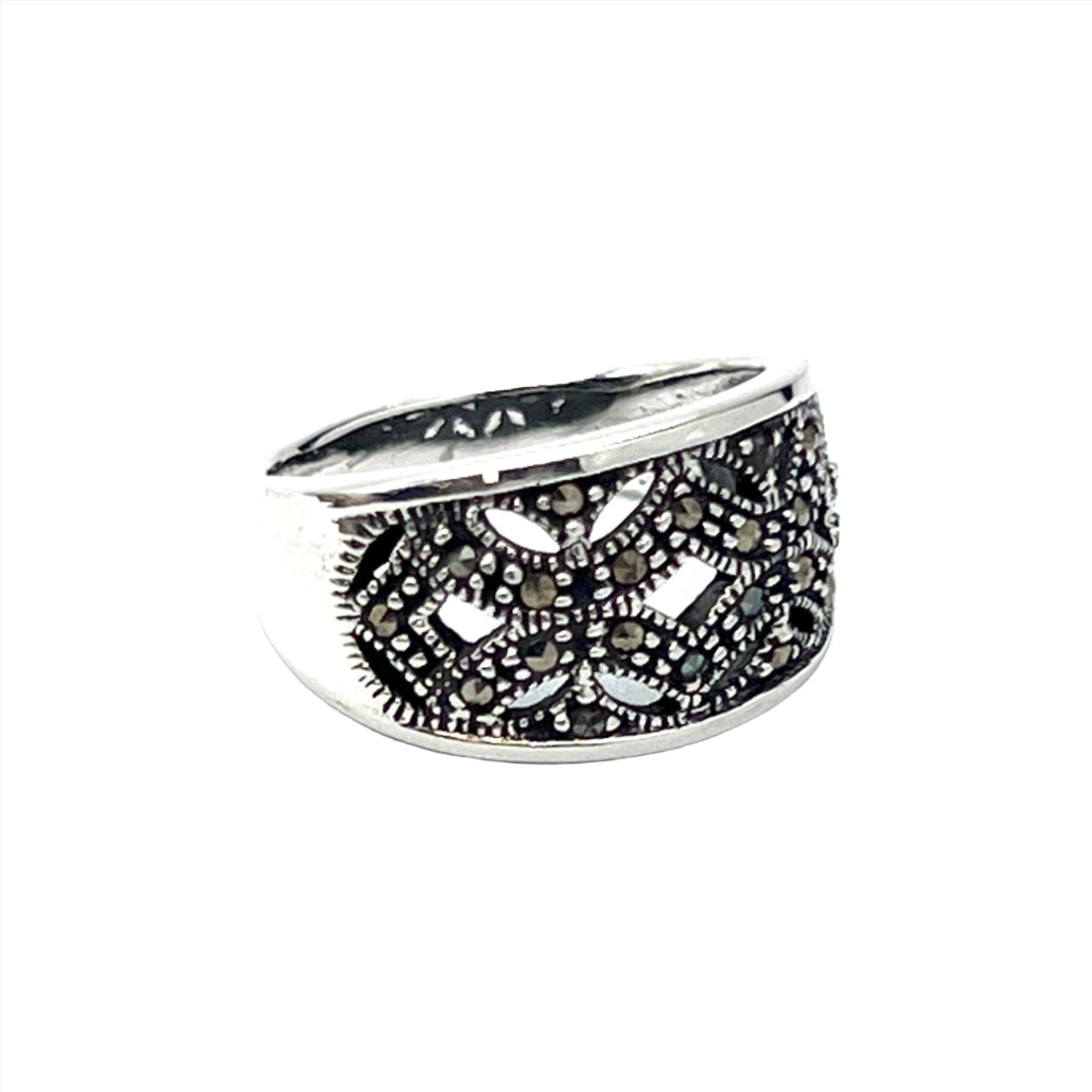 Sterling Silver Marcasite Geometric Ring