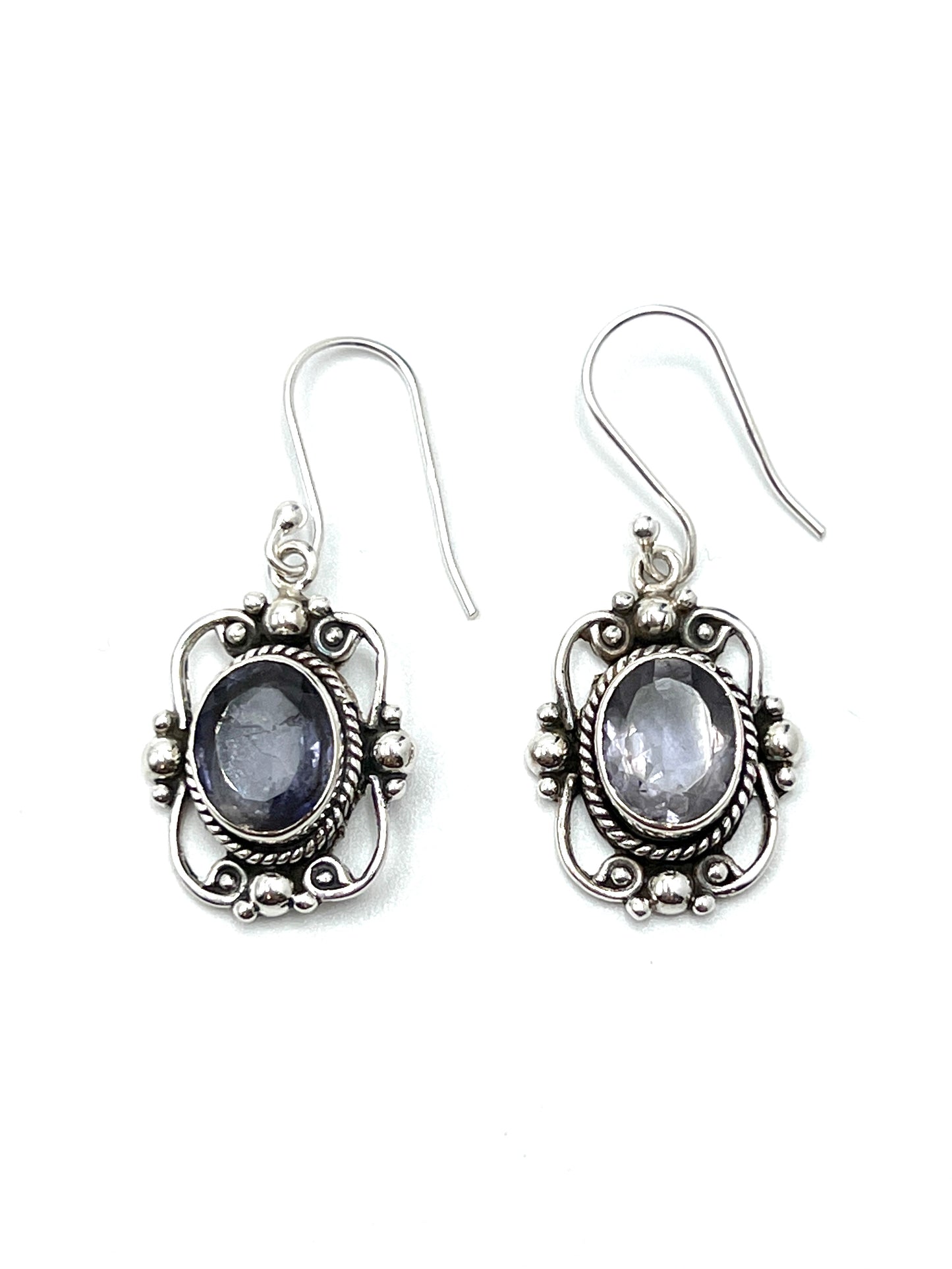 Sterling Silver Victorian Mirror Gemstone Earrings