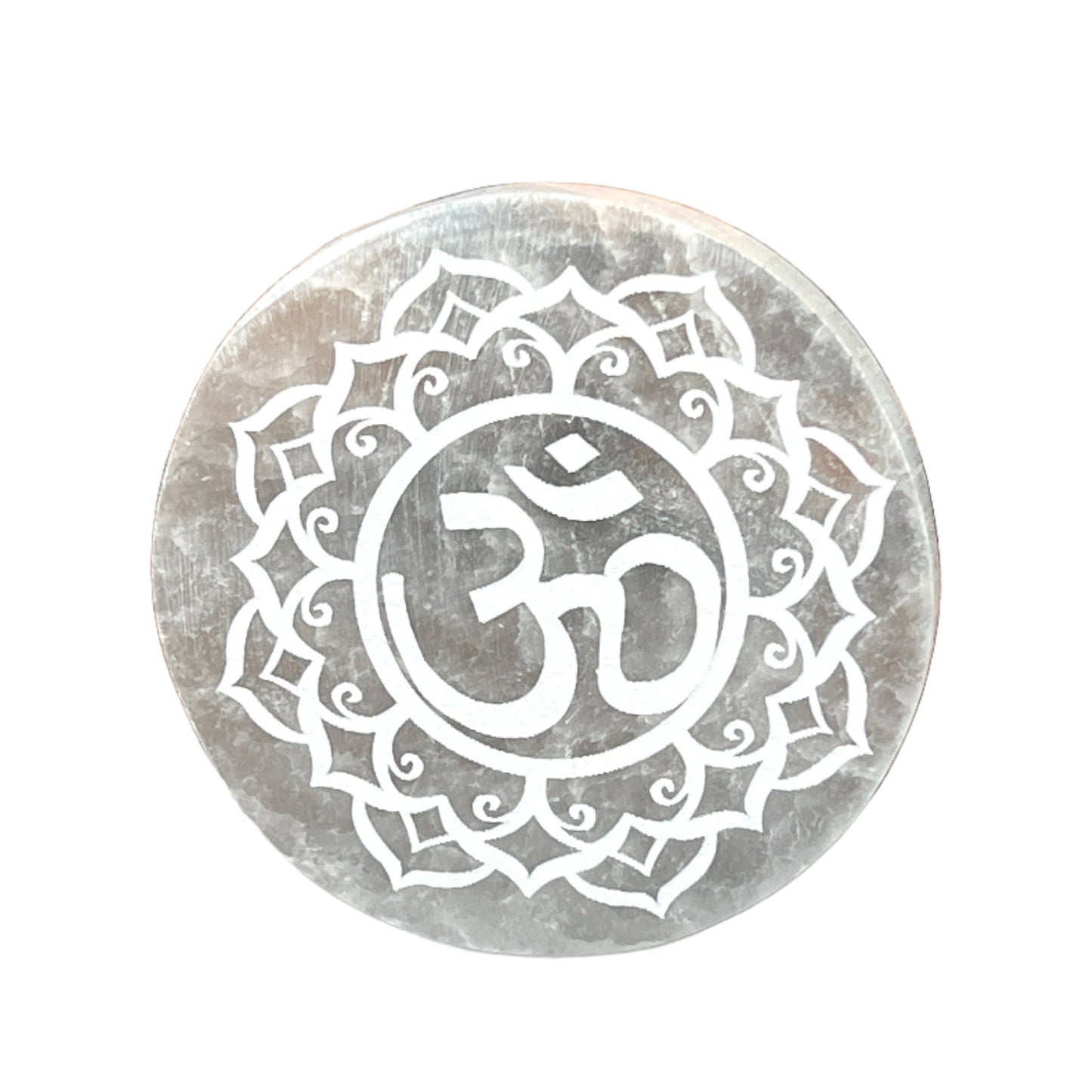 Om Mandala Selenite Crystal Charging Cleansing Tile