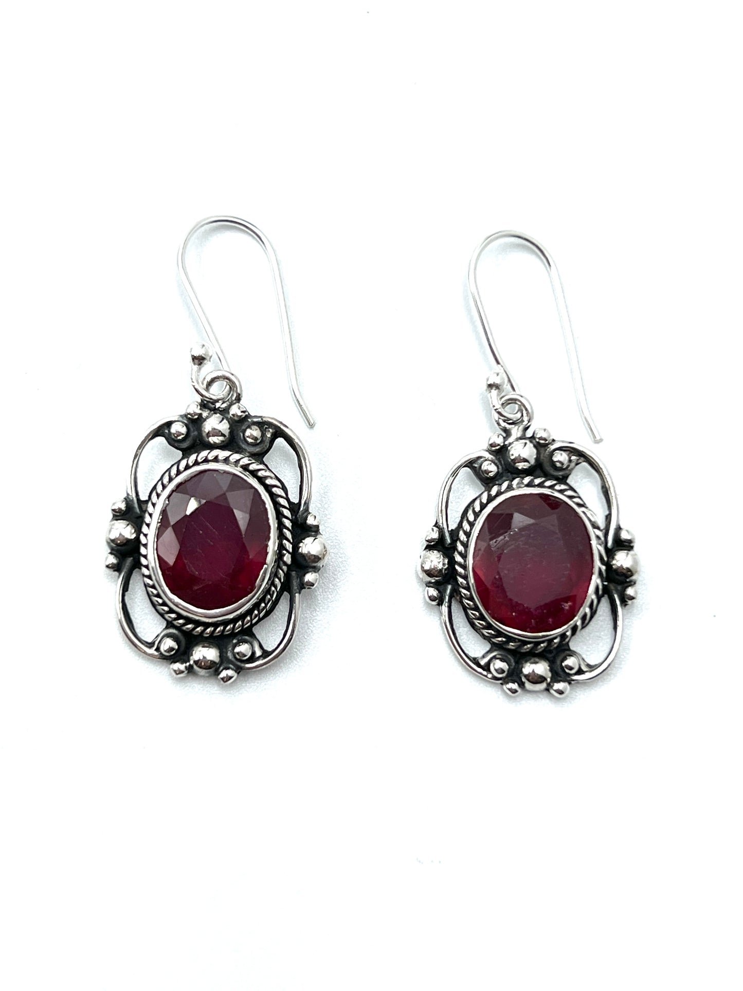 Sterling Silver Victorian Mirror Gemstone Earrings