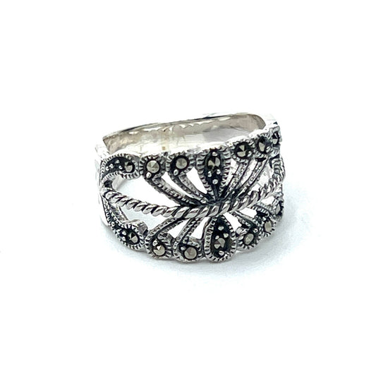 Sterling Silver Marcasite Twist Band Ring