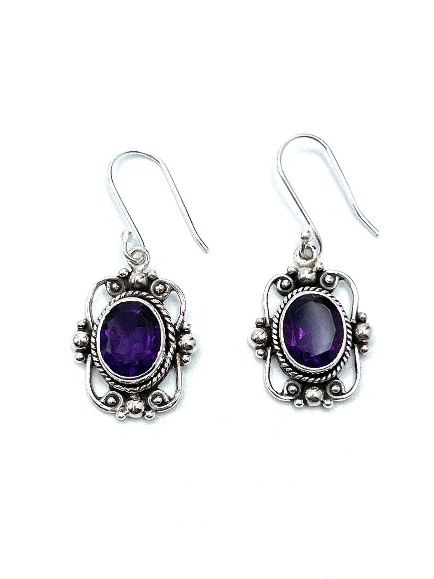 Sterling Silver Victorian Mirror Gemstone Earrings