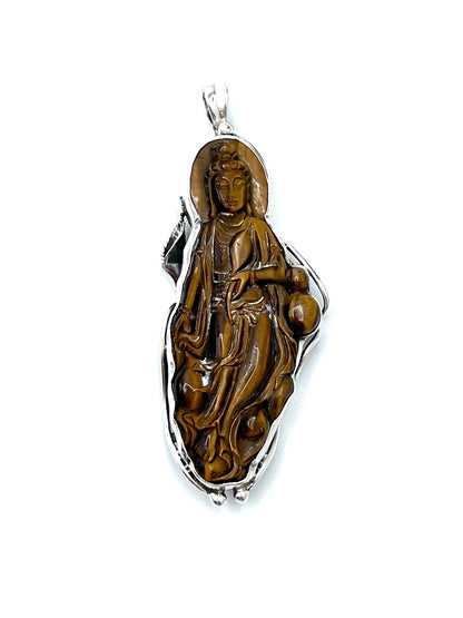 Tigers Eye Quan Yin Pendants