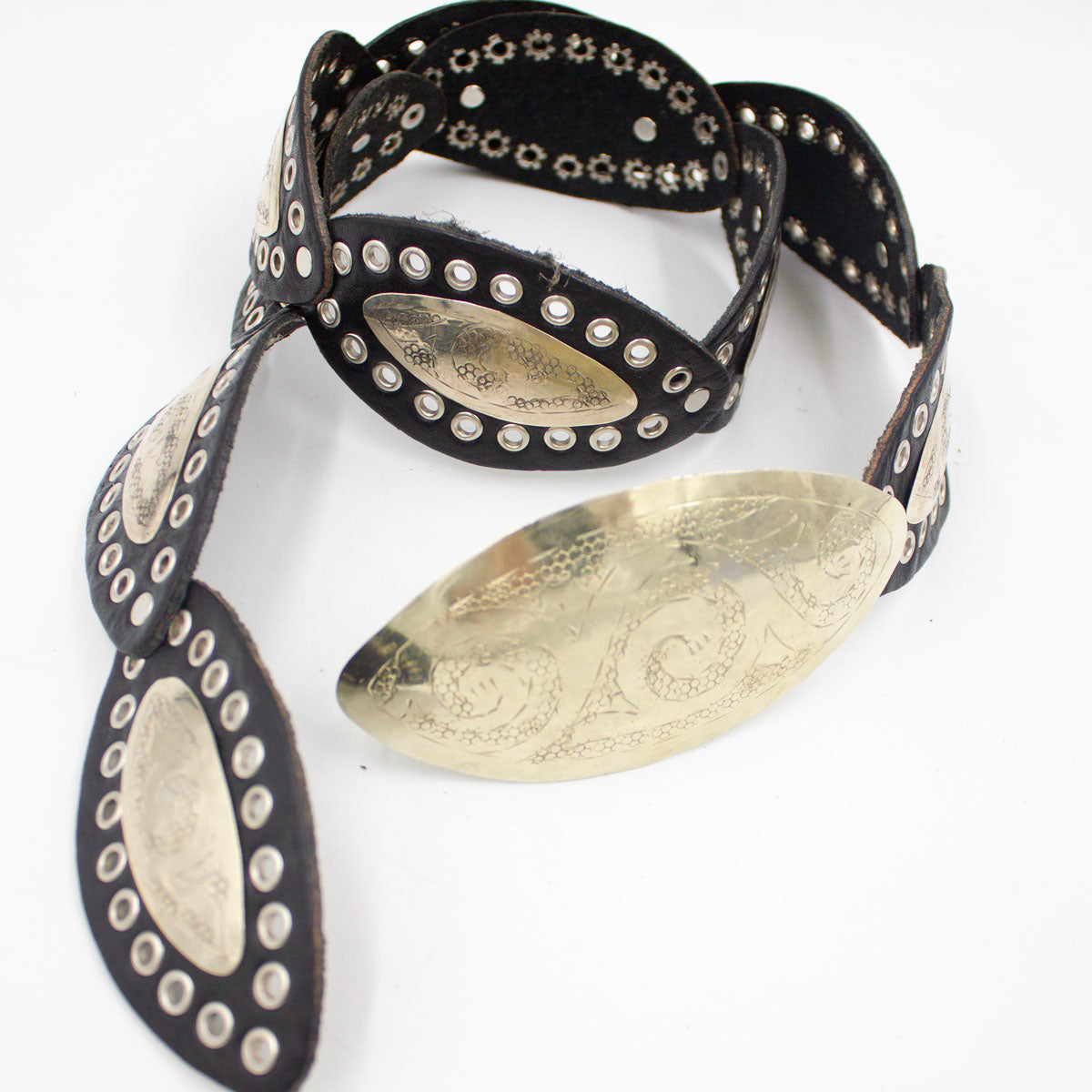 Leather Marquise Belt with Etched Platelets | Moroccan Leathers