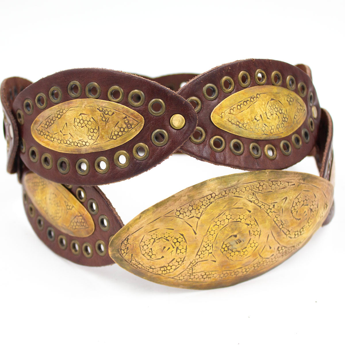 Leather Marquise Belt with Etched Platelets | Moroccan Leathers