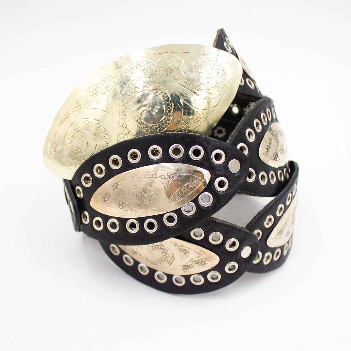 Leather Marquise Belt with Etched Platelets | Moroccan Leathers