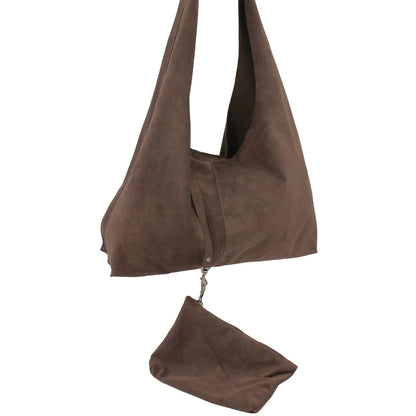 Boho Suede Slouch Tote with Coin Bag | Moroccan Leathers