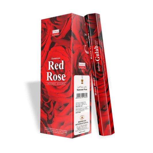 Darshan Red Rose Incense 20 Hex Pack