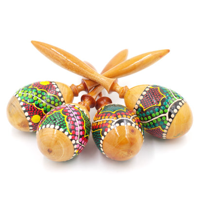 Hand-Painted Balinese Wooden Maracas