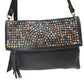 Multi Metal Studded Foldover Crossbody Purse | Moroccan Leathers