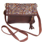 Multi Metal Studded Foldover Crossbody Purse | Moroccan Leathers