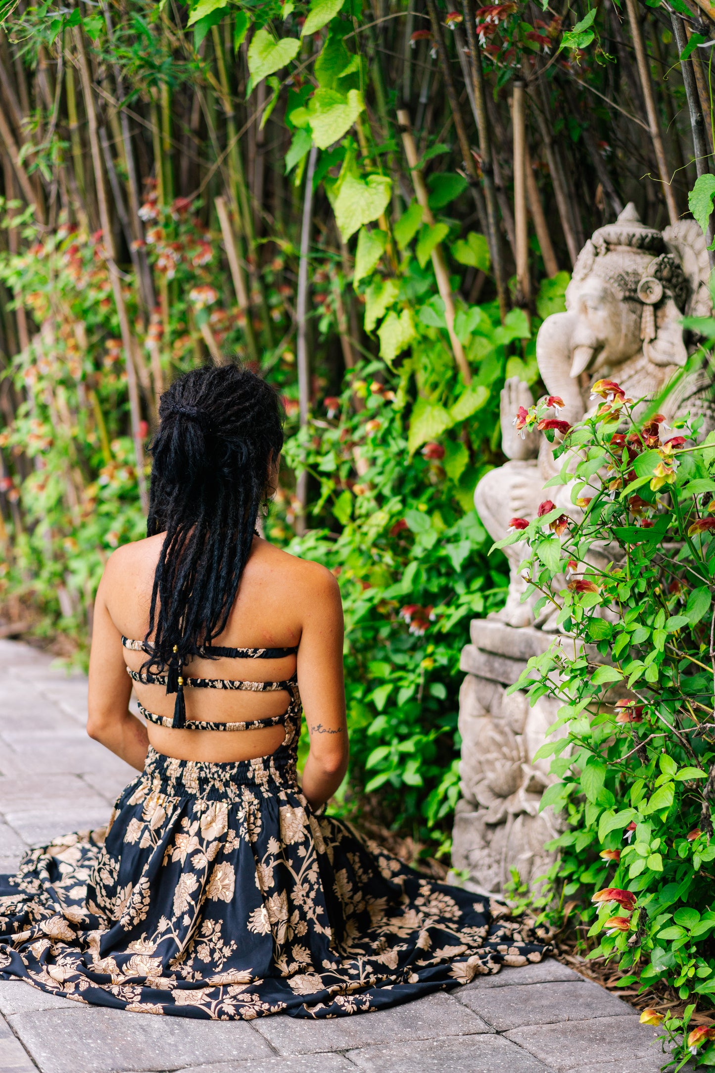 Golden Rose Fit & Flare Maxi Dress