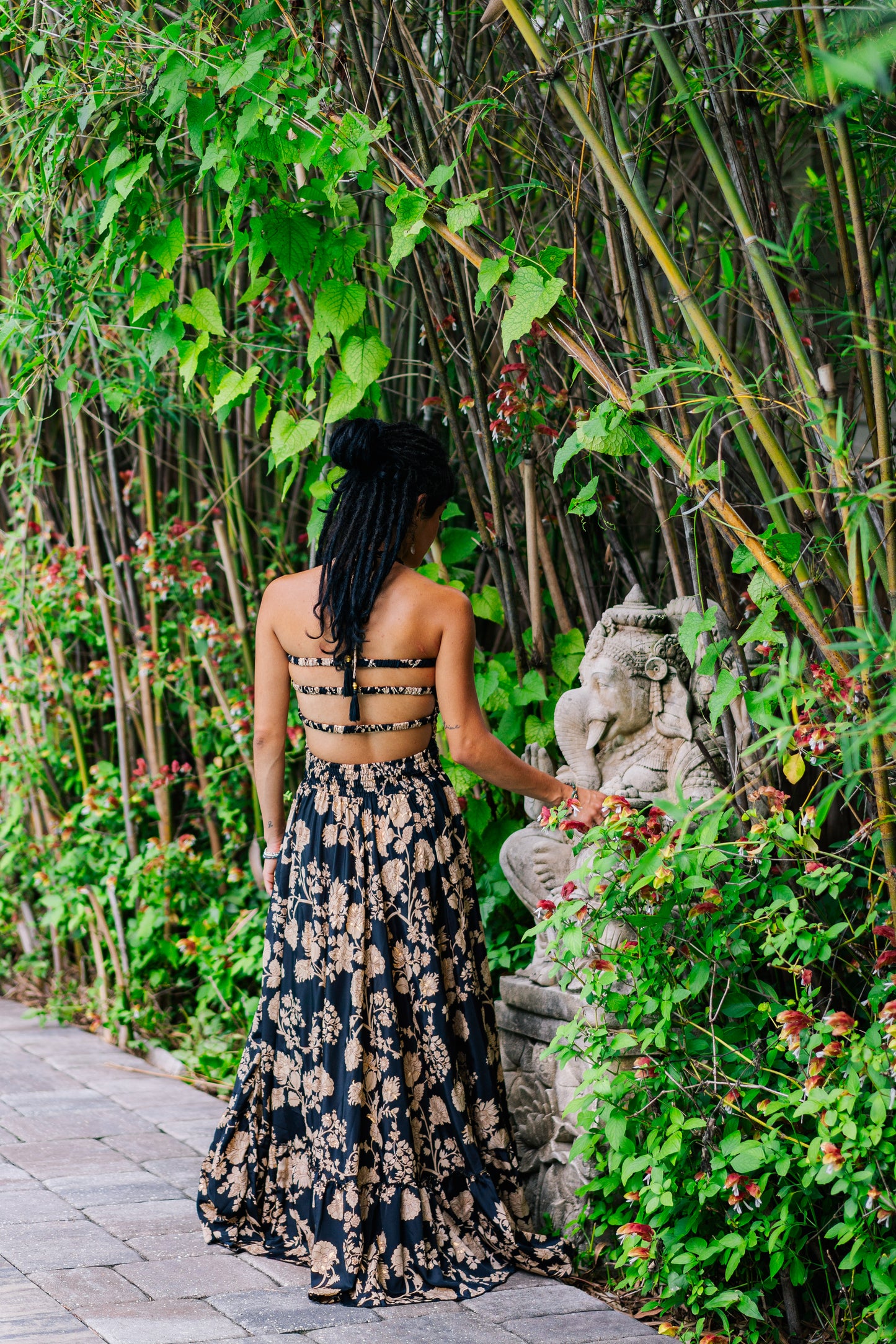 Golden Rose Fit & Flare Maxi Dress