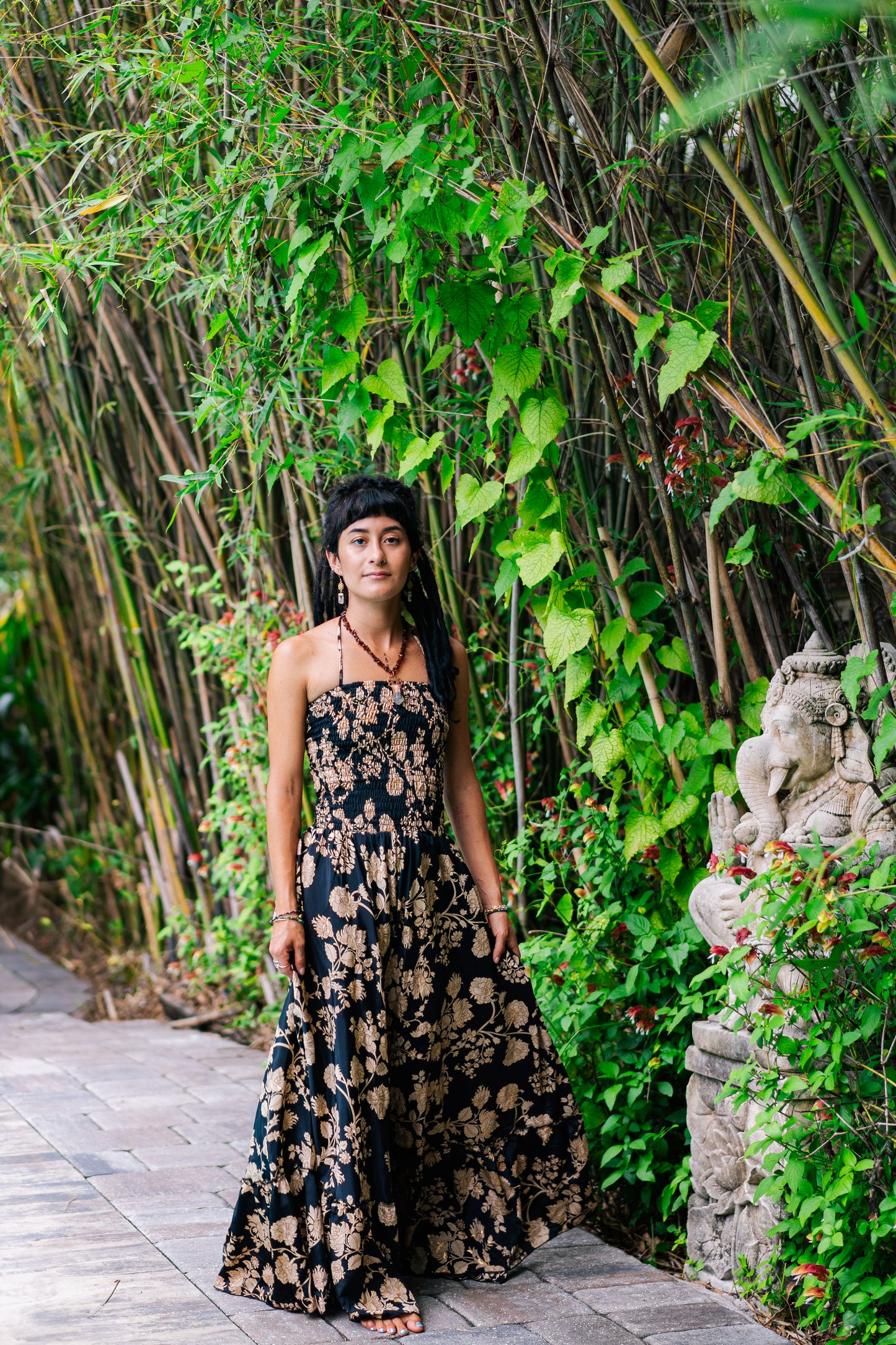 Golden Rose Fit & Flare Maxi Dress