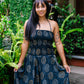 Golden Swirls Fit & Flare Maxi Dress
