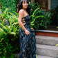 Golden Swirls Fit & Flare Maxi Dress