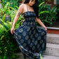 Golden Swirls Fit & Flare Maxi Dress