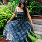 Golden Swirls Fit & Flare Maxi Dress