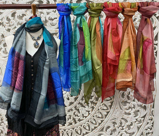 Super Soft 100% Silk Hand Painted Scarves - Available in 6 Colors
