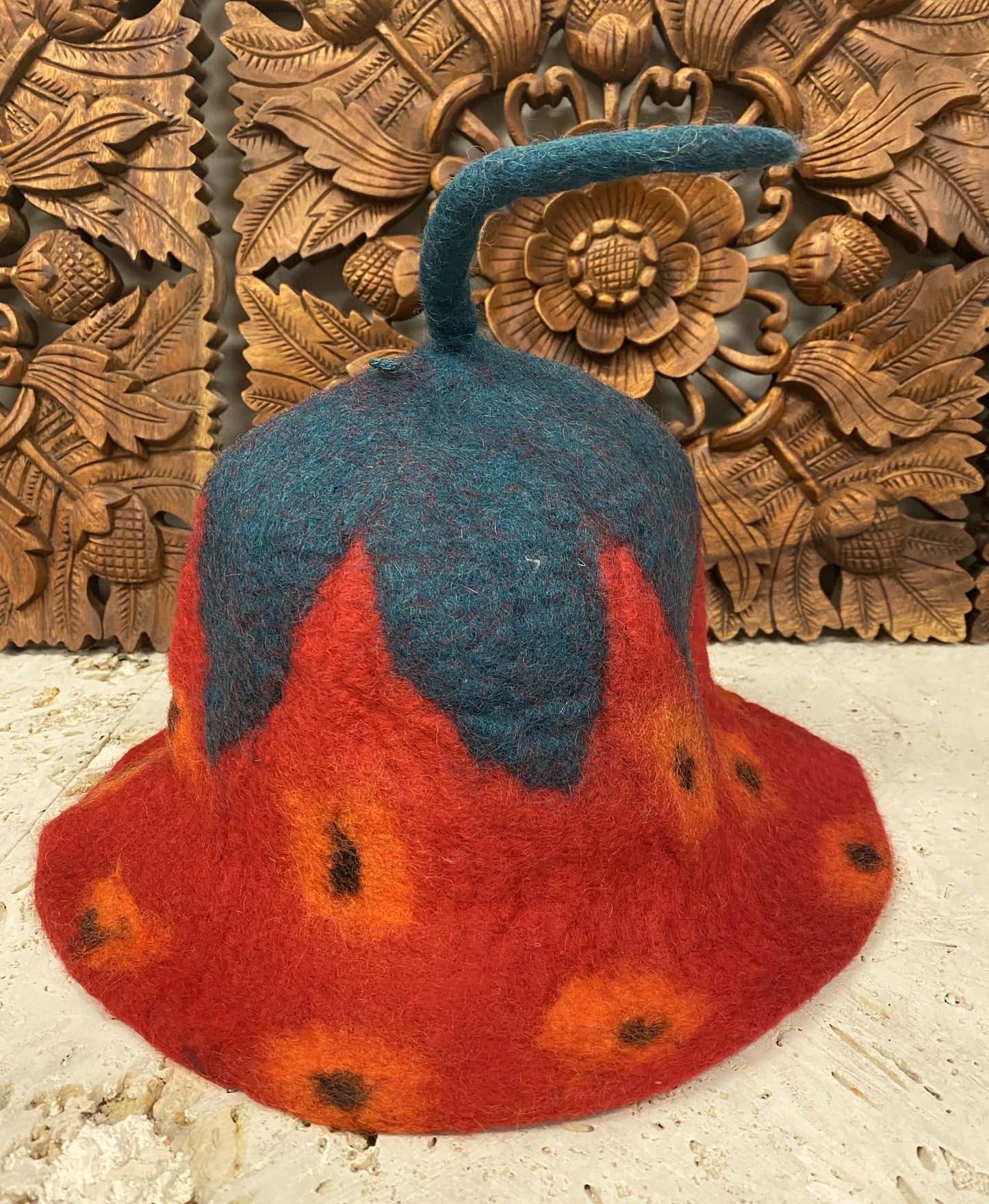 Hand felted Strawberry Wool Hat