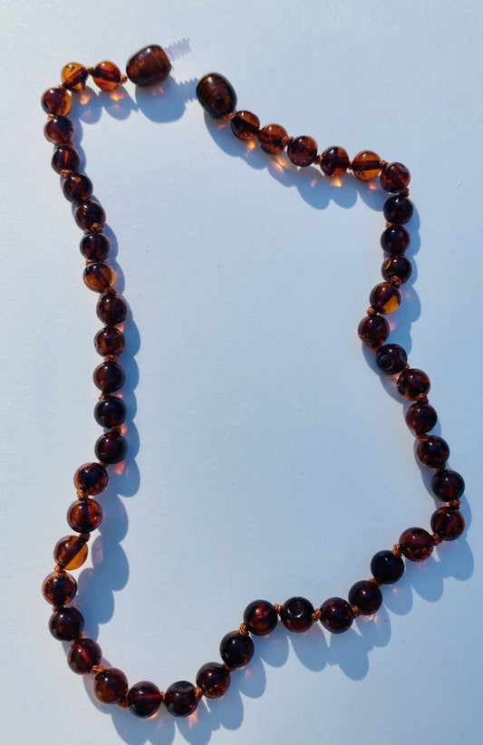 Hand Knotted Amber Baby Teething Necklaces Cherry Rounds