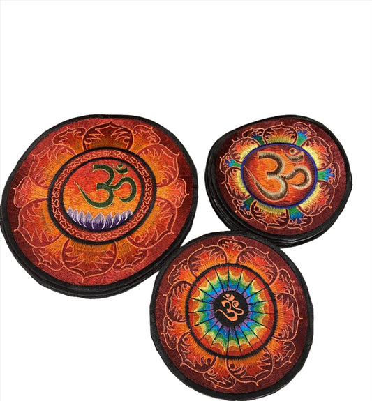 Handmade Fire Om Mandala Embroidered Patches