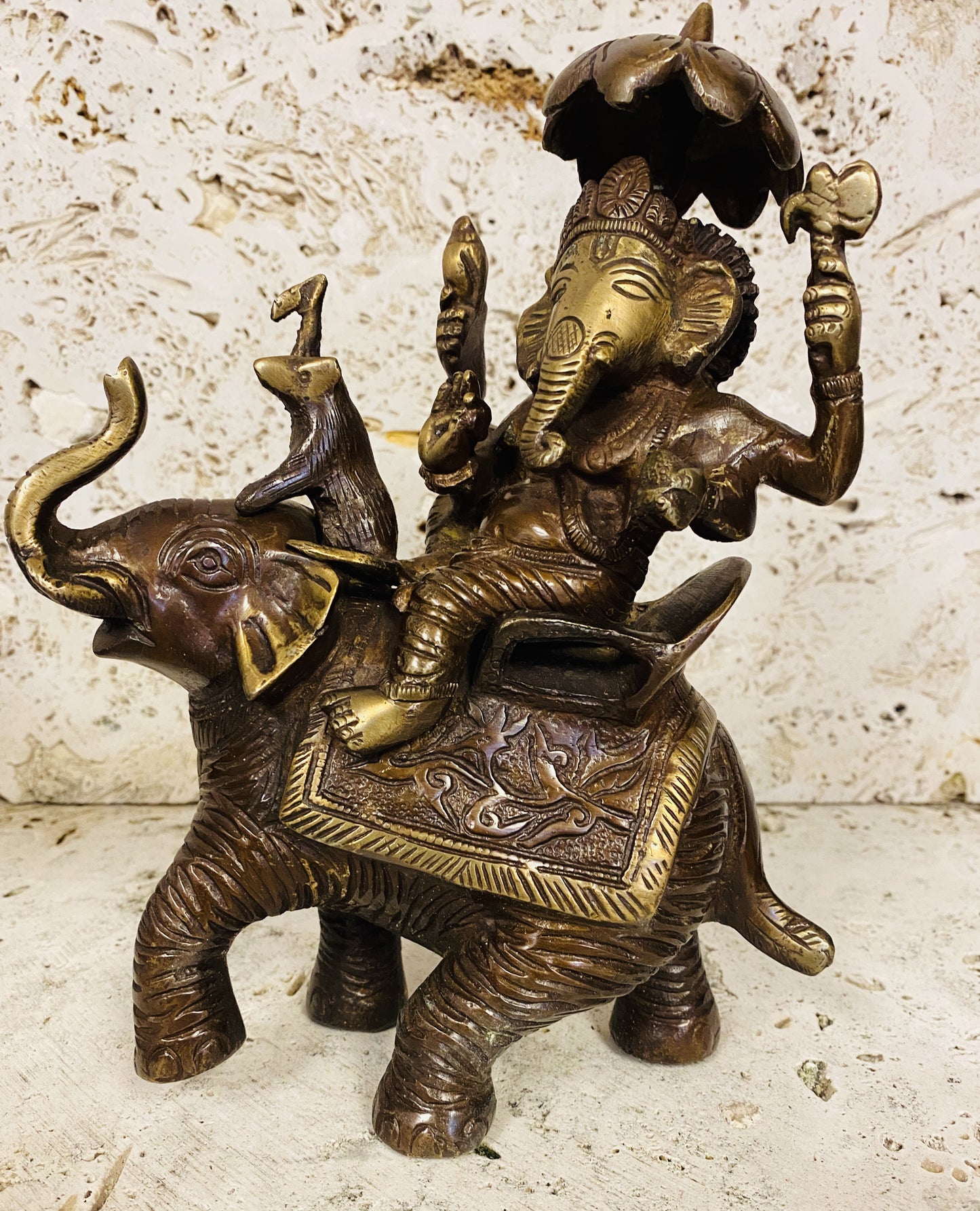 Hand Finished Brass Ganesh Statues - Remover of Obstacles 24cm x 18cm
