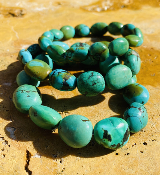 Natural Turquoise Nuggets Stretchy Bracelet