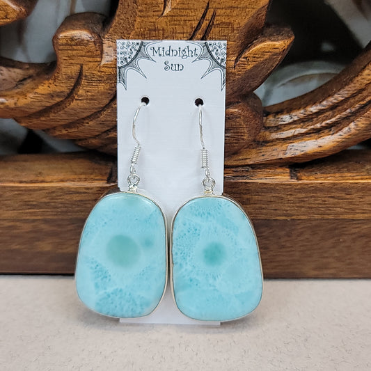 Large Larimar Sterling Silver Earring | Curvlinear