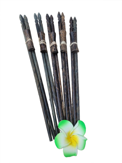 Teak or Crocodile Wood Chopstick Gift Set of 5 with table setting holders