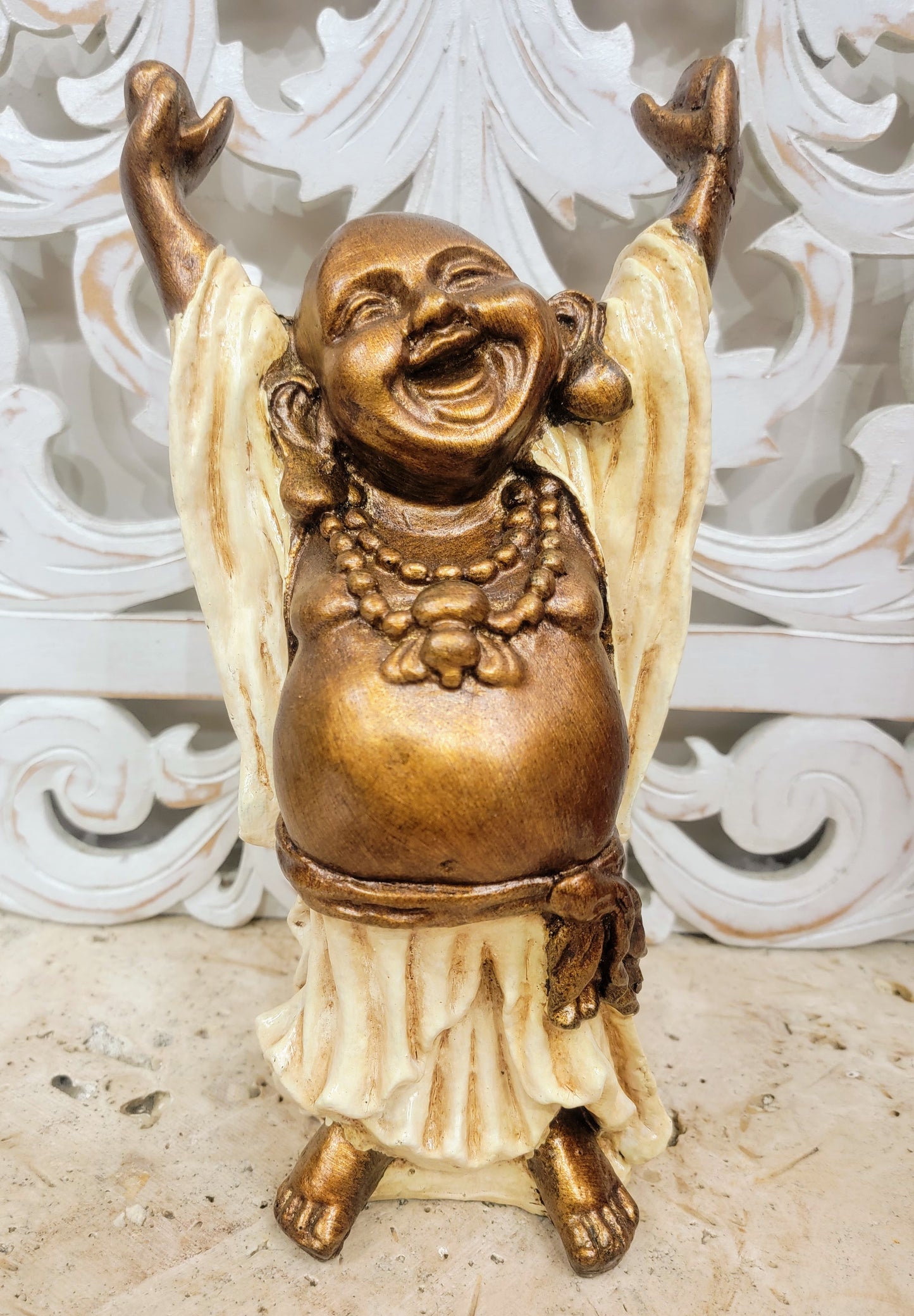Hand Painted Resin HoTei Happy Buddha with Gold Balls