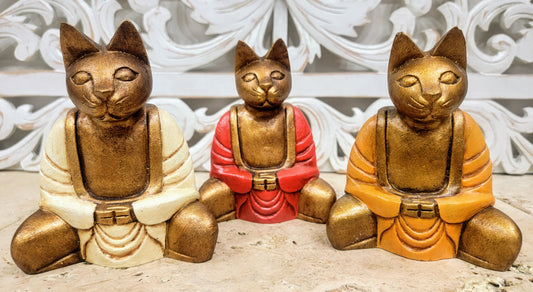 Resin Meditating Yoga Cat 15cm