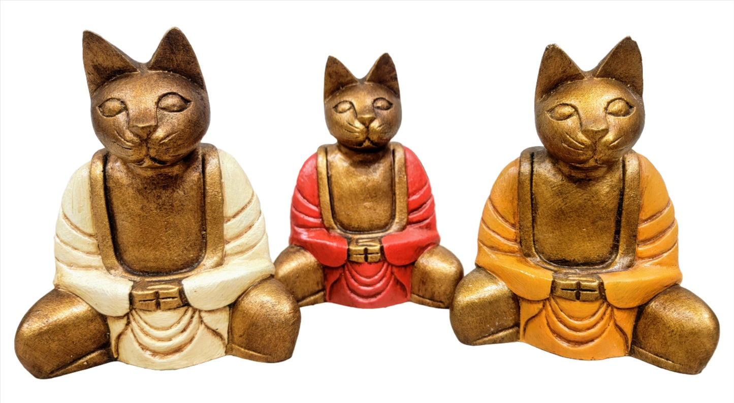 Resin Meditating Yoga Cat 15cm
