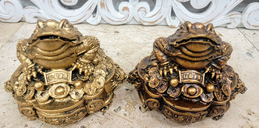 Resin Lucky Fortune Frog Statues - Available in 2 colors