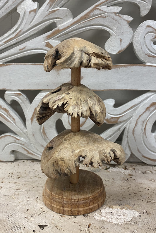 Parasite Wood Triple Mushroom Carvings