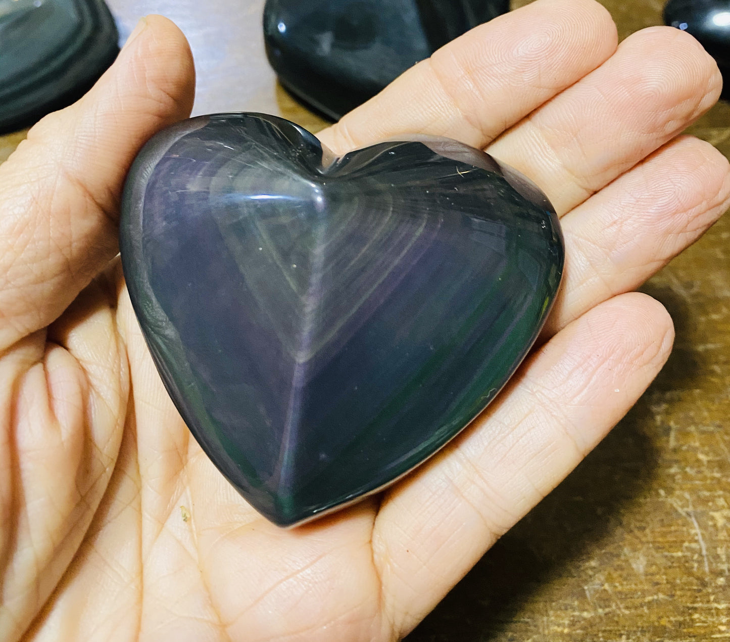 Rainbow Obsidian Cut Hearts