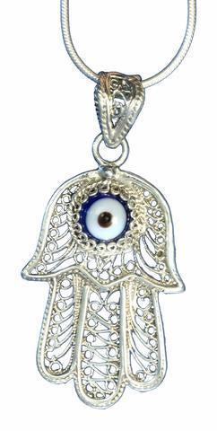 Hamsa & Cobalt Evil Eye Pendant
