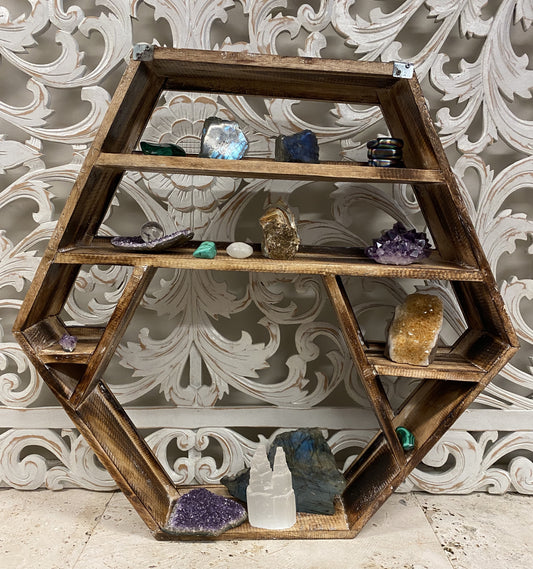 Arbesia Wood Wall shelf for your Crystal Collection! 23" x 24"