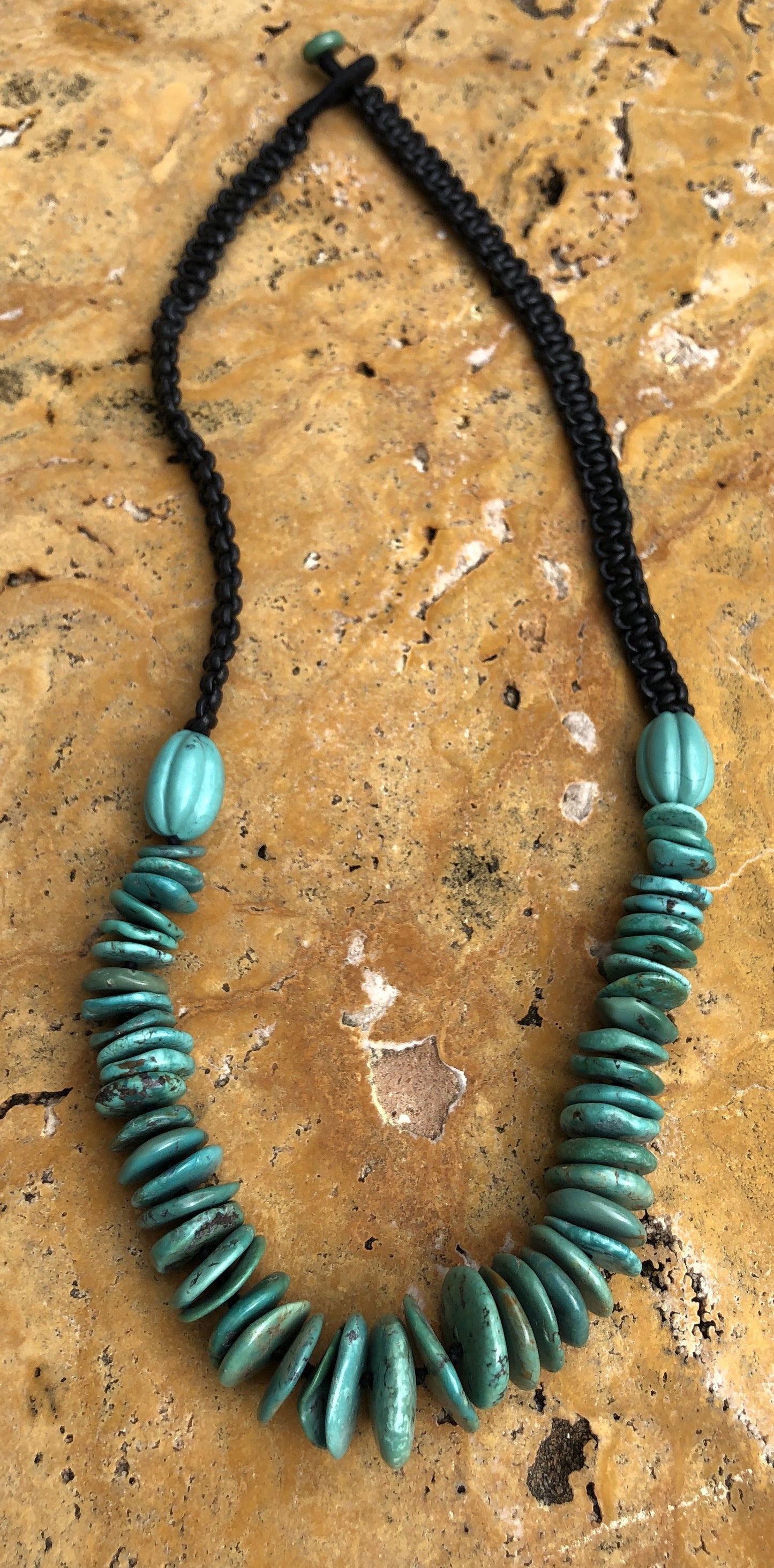 Natural Turquoise Disk Necklace