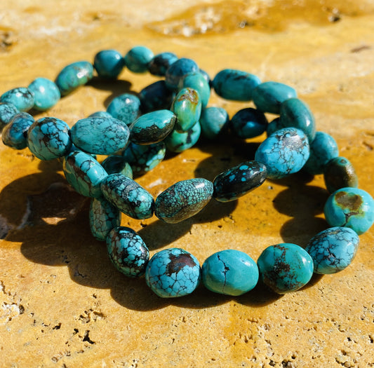 Natural Turquoise Nugget Stretchy Bracelets